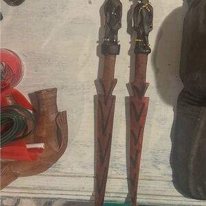 Authentic African Hand-Carver Wooden Art . Set of Two